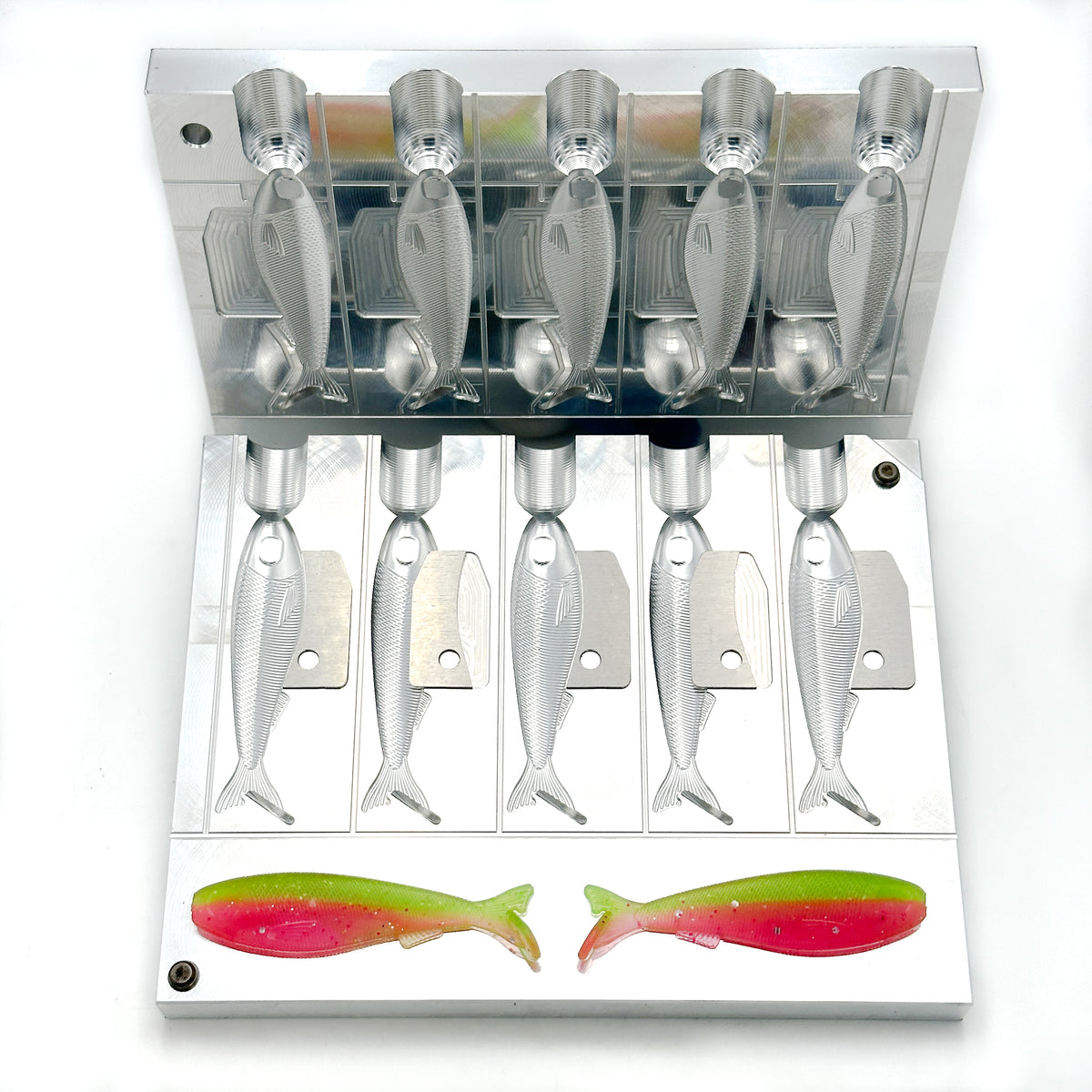 chinese ice fishing lure molds Soft Plasti Mold Making Injection Lures Zoom Salty Super Fluke 5'' Two Cavity Aluminum : Sports & Outdoors Aluminum CNC Mold Ice Jig Jigging Rap Fat Eyes 55mm 1 3.3 Inch SlayBait Hand Injection