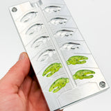 aluminum mold showing claws for the 3.4 inch glory craw