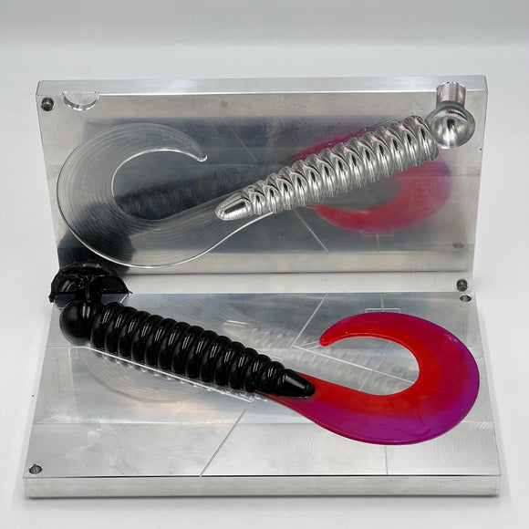 12 inch Mega Curly Tail Grub Mold soft plastic bait mold by Epic Bait Molds