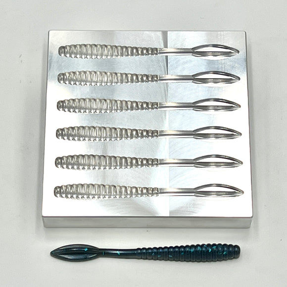 3.6 Inch Vert Worm Open Pour Mold soft plastic bait mold by Epic Bait Molds