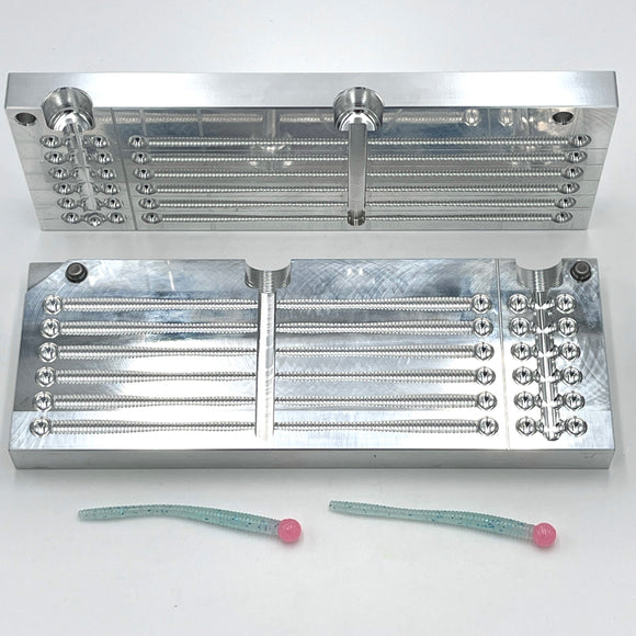 3 Inch Egg Worm Mold - 12 Cavity soft plastic bait mold by Epic Bait Molds