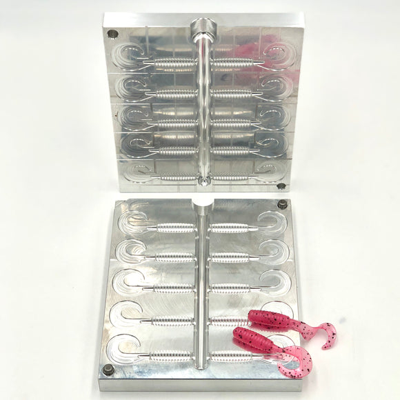 3 Inch Curly Tail Grub Hand Injection Mold soft plastic bait mold by Epic Bait Molds