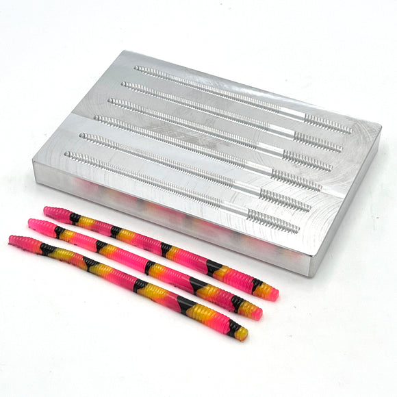 5 Inch Open Pour Finesse Worm Mold - 6 Cavity soft plastic bait mold by Epic Bait Molds