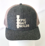 Epic Bait Molds Snapback Flatbill: Light Denim / Brown Coffee Mesh